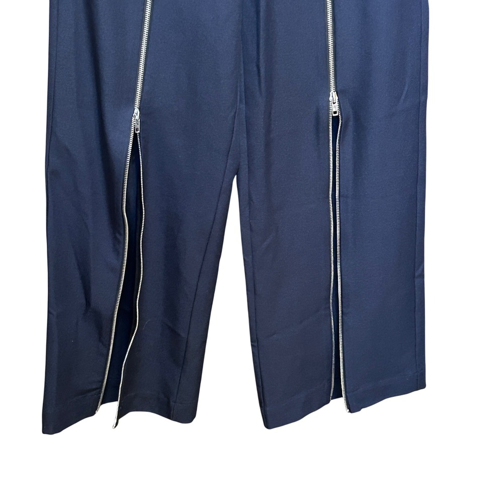 Commense Wide Leg Pants XS Navy Blue Double Front Zipper Leg Trousers - Picture 3 of 8